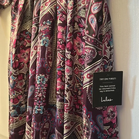 Romantically Retro Purple Multi Paisley Dolman Sleeve Maxi Dress - Picture 4 of 6